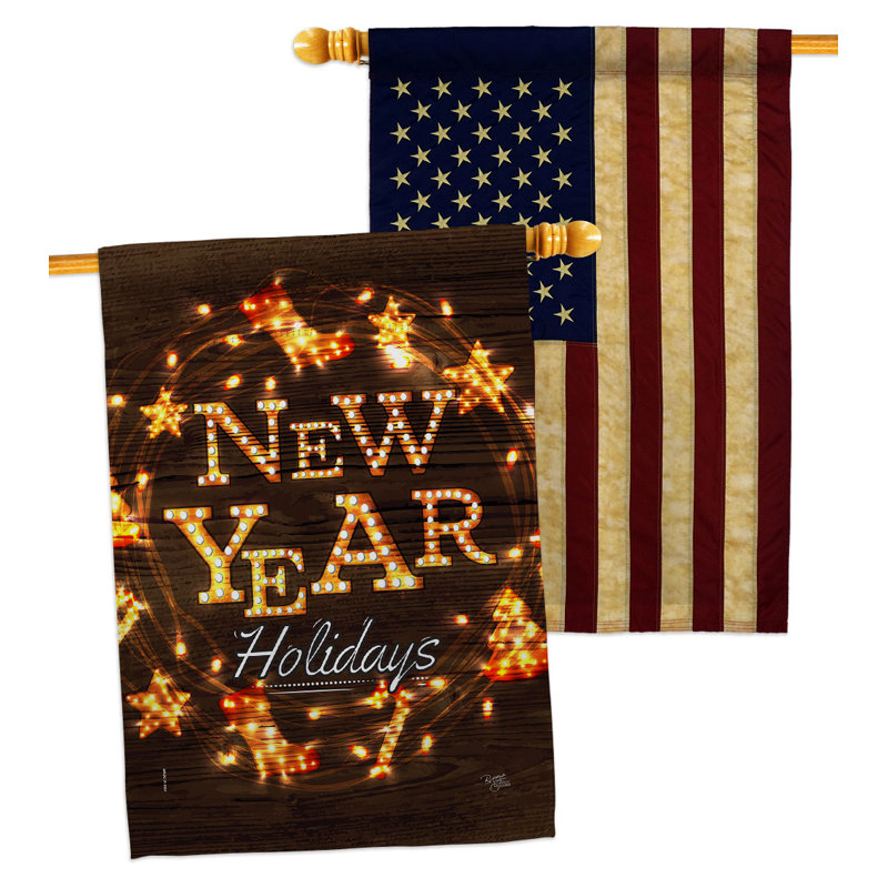 Double Sided 40'' H x 28'' W Polyester New Year's House Flag
