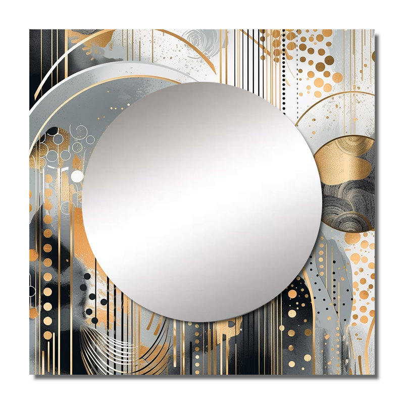Kexun - Miroir abstrait mural carré en marbre pour chambre à coucher, 36 po x 36 po