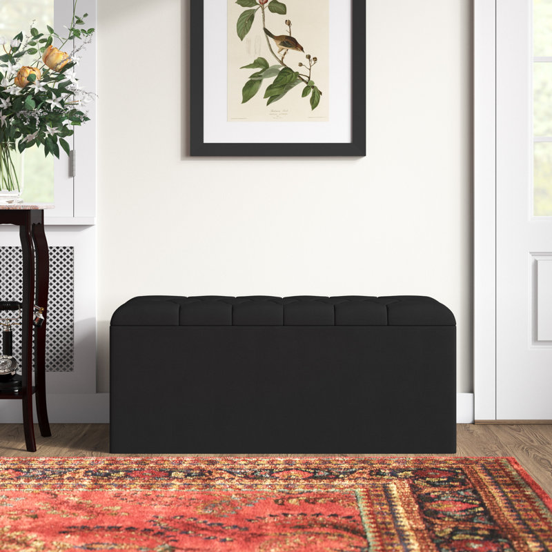 Hamman Velvet Ottoman, Black, 18.5" H x 42" W x 18.5" D