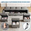 5 pièces - Canapé modulaire en forme de lit avec rangement et 2 repose-pieds pour le salon-1127178855