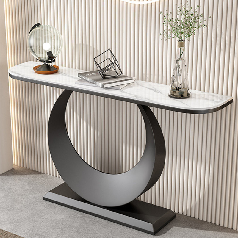 Console Table, White, 31.5" H x 39.4" W x 11.8" D, Black