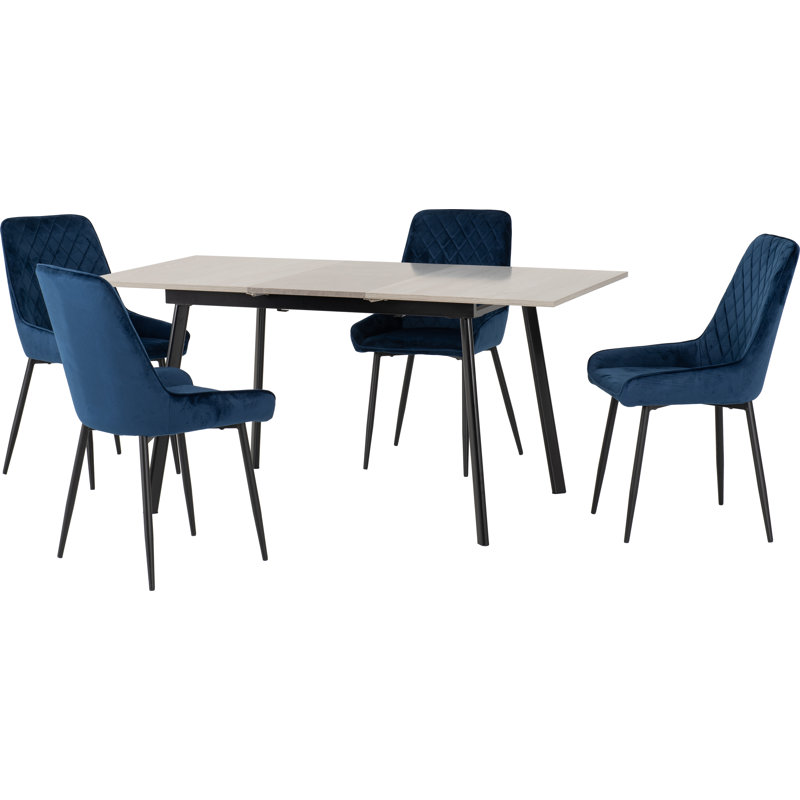Raffaele 4 - Person Butterfly Leaf Dining Set, Saphire Blue/Black
