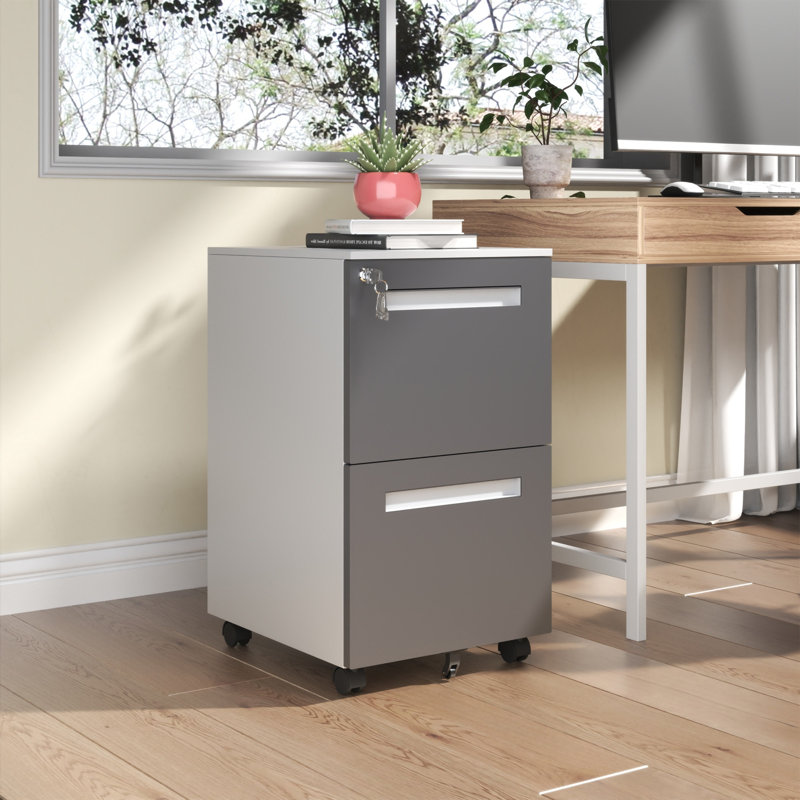 【2-drawer Mobile File Cabinet With Lock】– Fully Assembled All-steel Metal, 360° Wheels, 110lbs/drawer For A4/letter/legal Files, Home Office & Commercial Use