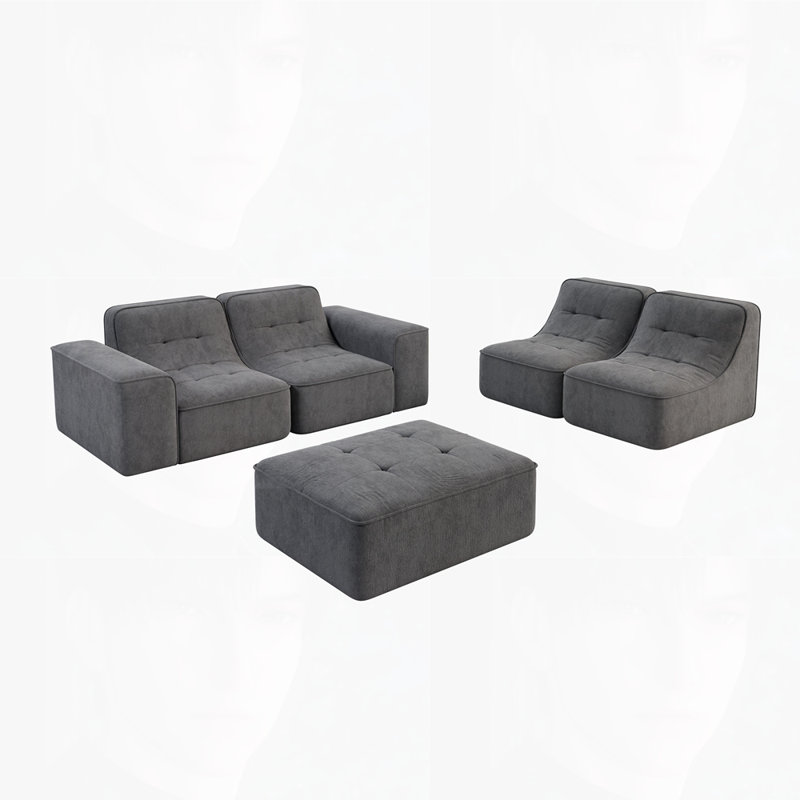 Canapé en chenille étincelant de 143,7 po, Gris