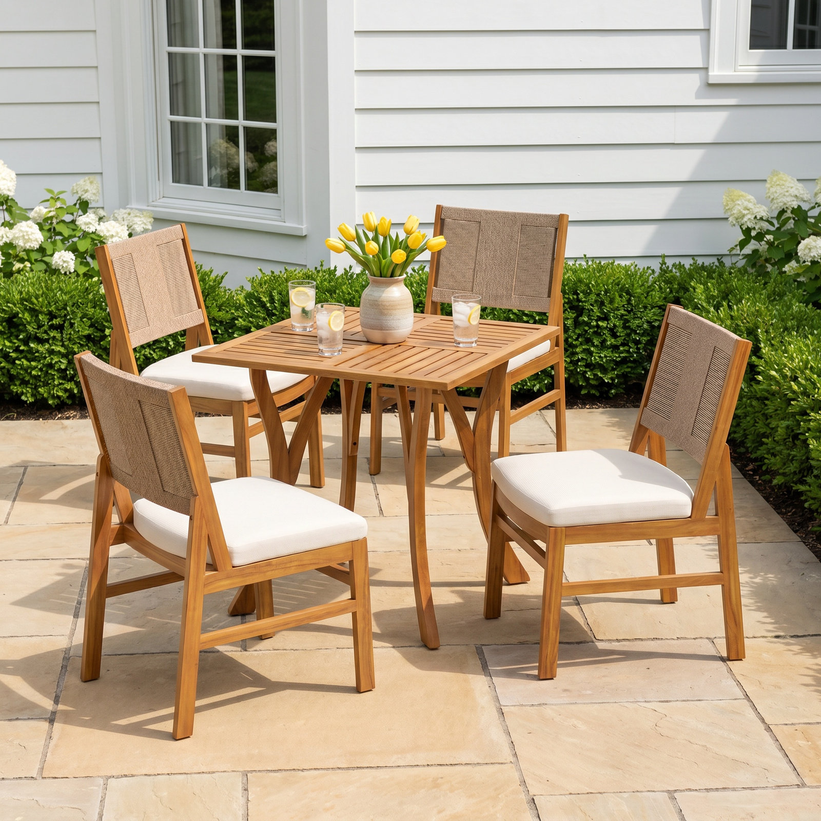 Allman Square 4-Person Outdoor Dining Set with Cushions