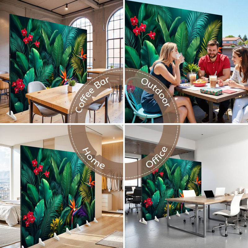 Cloison pliante 6 panneaux paravent Royal Tropical, 6, H 71 po x l 96 po x P 1 po