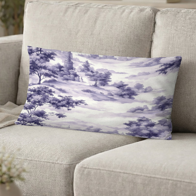 Coussin French Country - Coussin imprimé violet pastel, H 12 po x l 20 po