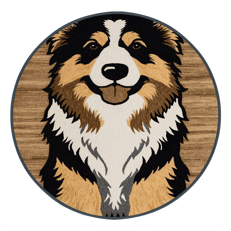  Tapis lavable à motif de bergers de style pyrenéen, Rond 4 pi