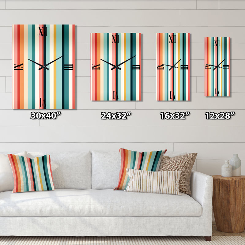 Jannat - Horloge murale rayée Mid-Century, Moyen