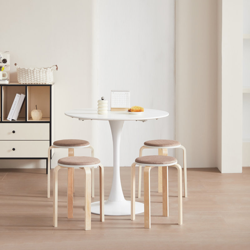Set of 4 Stackable Stools, Coffee