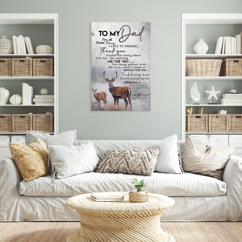 «Deer To My Dad Love Daughter», impression sur toile, H 36 po x l 24 po x P 1,25 po