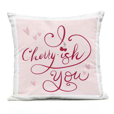 Cherry-ish You Pun Outdoor Printed Pillow design by Lucille Price