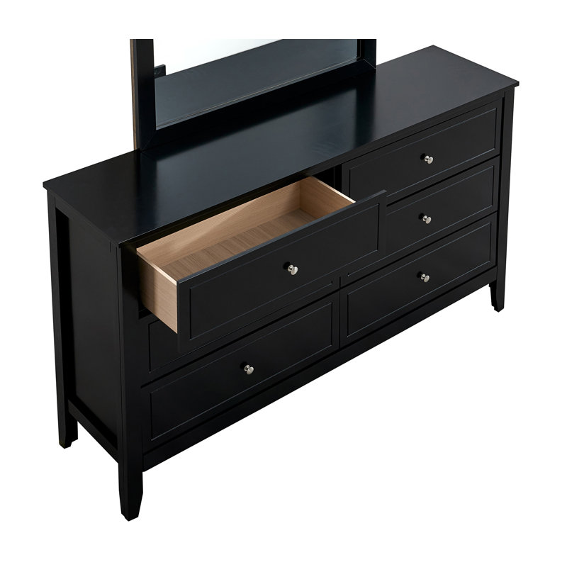 Daniel 6 Drawer Dresser -Black, Black