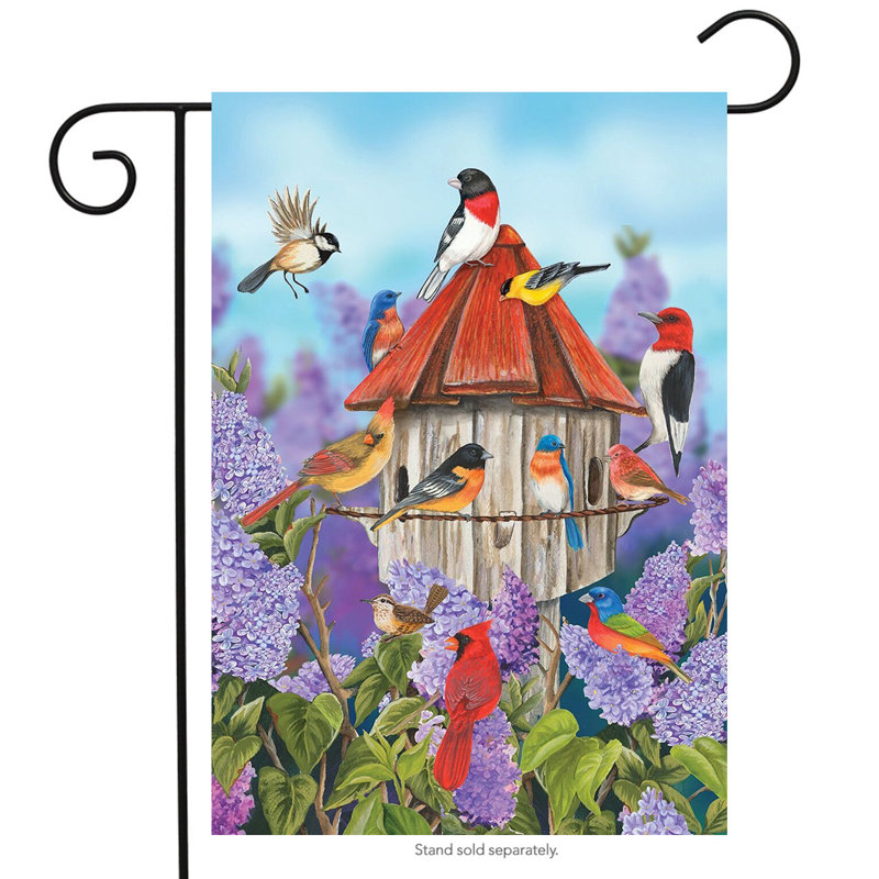 Drapeau de jardin oiseaux et lilas