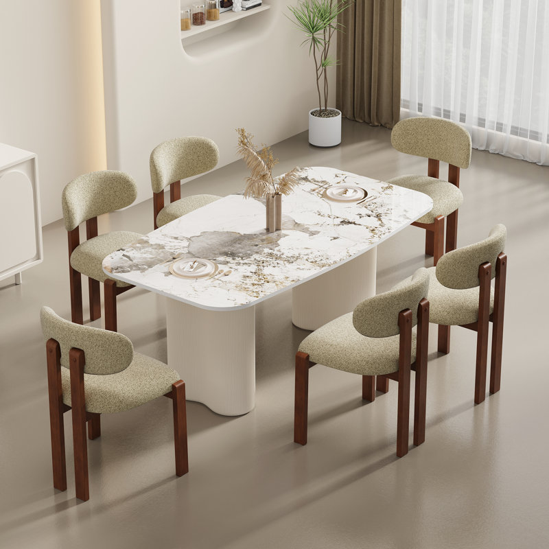Chaise rembourrée en bois massif avec dossier ergonomique rembourré, Brun clair