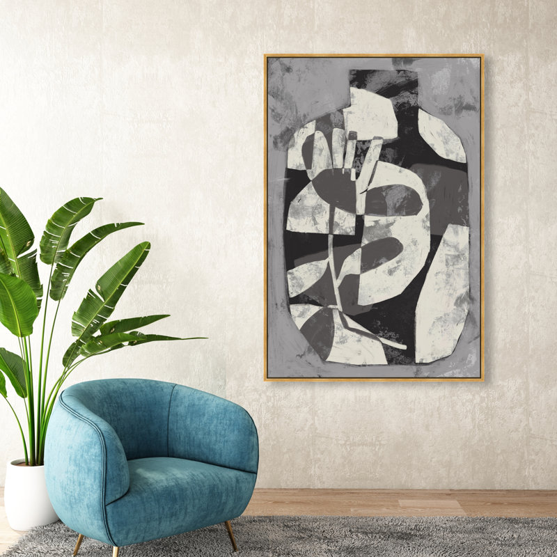 Minimalist Vase Canvas Abstract Print by Oliver Gal, Black Frame, 10 x 15, 31"H x 21"W, Gold Floater Frame