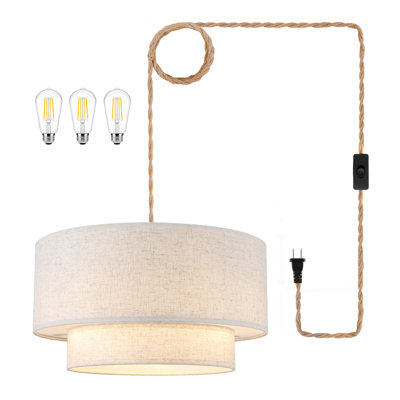 Lustre ferme en lin 3 lumières