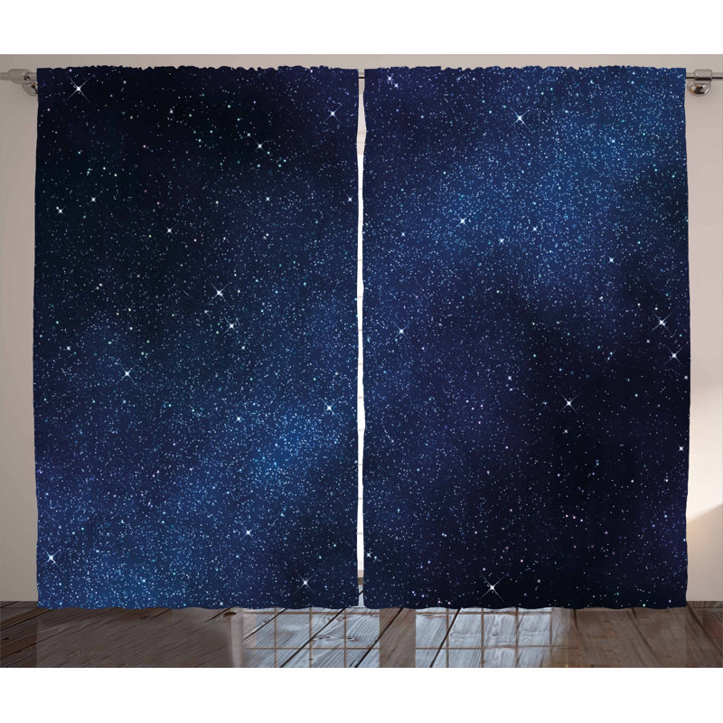 Josuah Space Stars Nebula Galaxy Infinite 2 Piece Semi-Sheer Curtain Panel Set, 54" W x 90" L