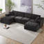 Canapé modulaire en U modulaire avec 2 repose-pieds, ensemble de canapés en chenille moderne, canapé à assise profonde librement combinable pour le mobilier de salon, d'appartement et de bureau-611218675