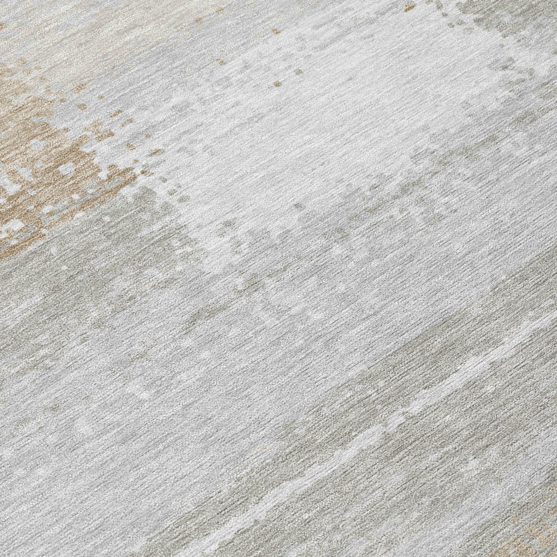 Machine Washable Indoor/Outdoor Chantille ACN2772 Squares Rug, Silver, 2'6" x 3'10"
