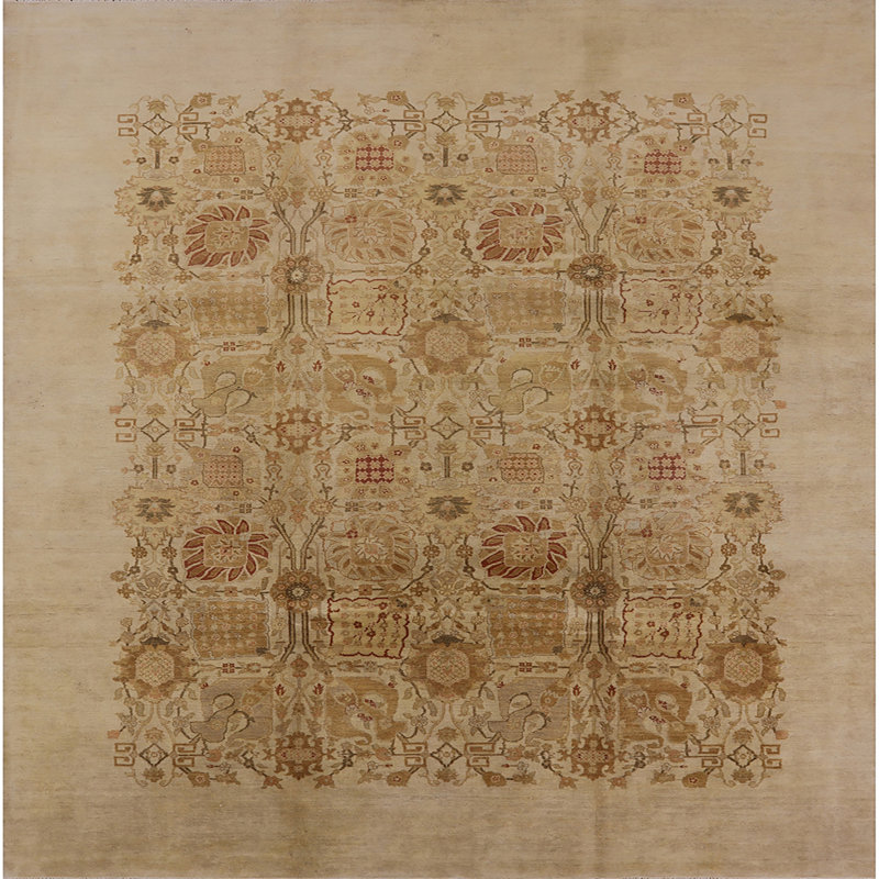 Tapis oriental brun / beige, Carré 7 pi