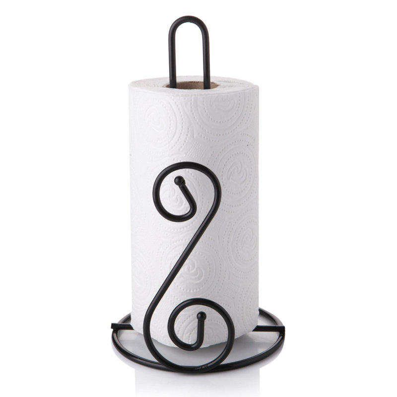 Porte-essuie-tout en acier noir durable de 6,3 x 6,3 x 11,2 pouces | Fabrication en acier 100% antirouille | Parfait pour les comptoirs de cuisine, facile d'accès et design élégant | Ne va pas au lave-vaisselle ni au micro-ondes