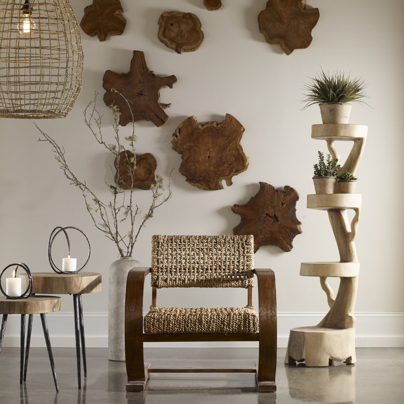 Rustic Abstract Wall Decor on Solid Wood