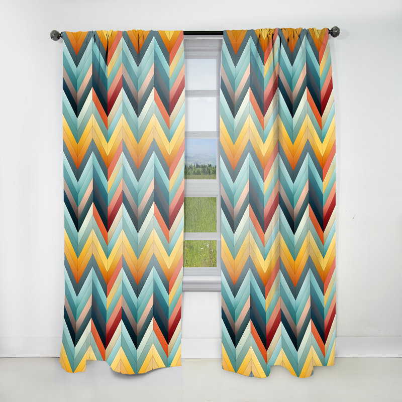 Motif à chevrons multicolores Urban Geometrie II - Rideau à chevrons - Rideau obscurcissant - 1 panneau, L 52 po x L 63 po