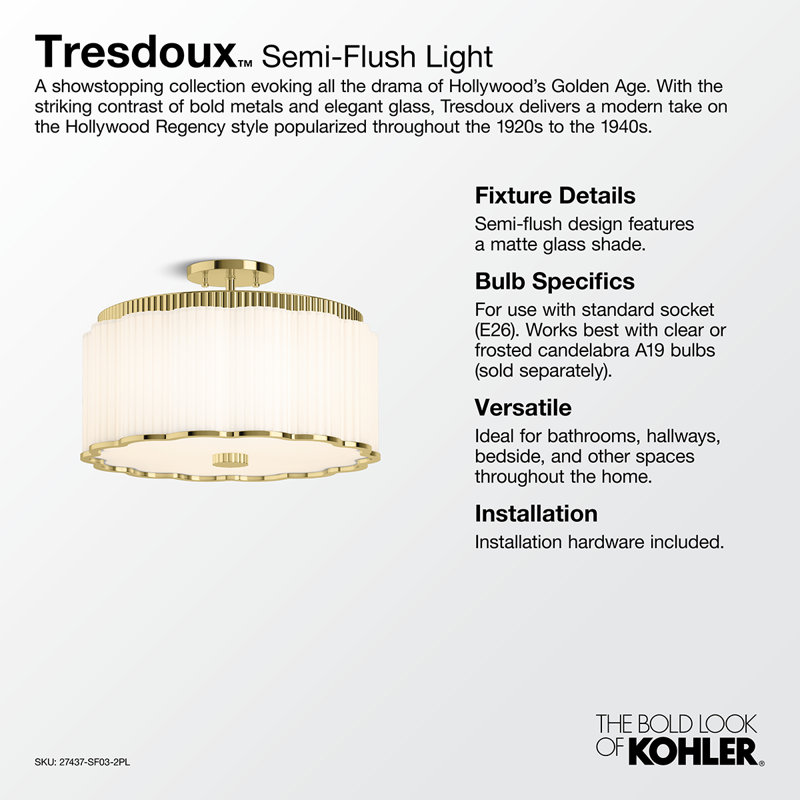Tresdoux™ Semi-Flush Light, Polished Brass