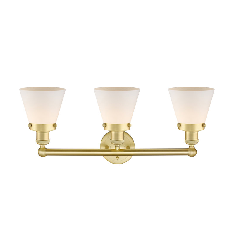Éclairage de meuble-lavabo à 3 lumières à intensité variable Annamary, Blanc mat, Or satiné