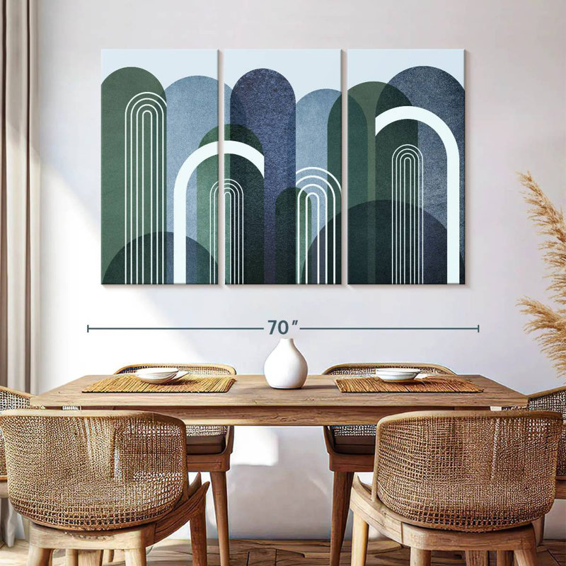Avery Mid-Century Arches bleu marine émeraude, H 48 po x l 74 po