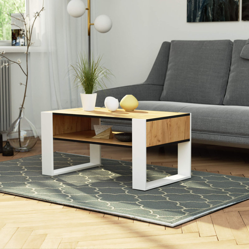 Routenberg Coffee Table with Storage, White/Craft oak colors