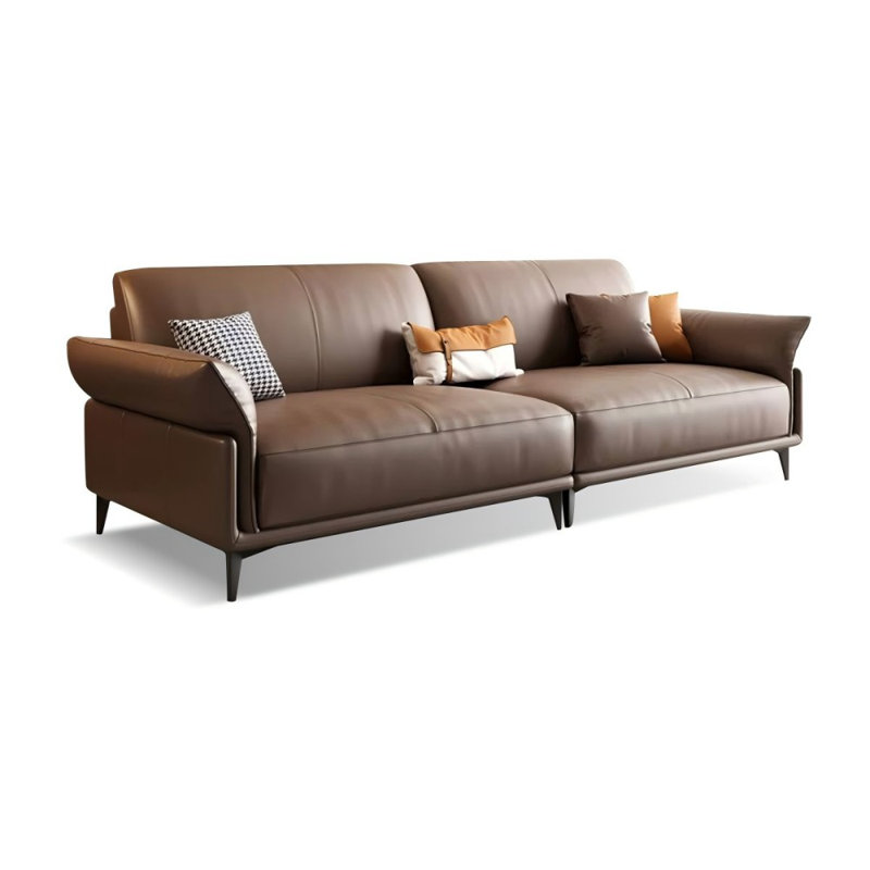 Coussin modulaire en cuir véritable, Café, H 33,46 po x l 94,49 po x P 34,25 po