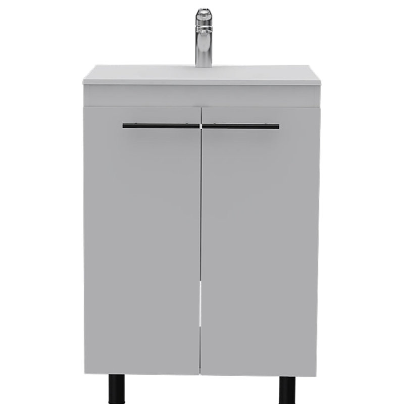 Meuble-lavabo de salle de bain 2 pièces blanc - amplement d'espace pour les articles essentiels, la construction, les meubles élégants, 2 rangements spacieux, des poignées de qualité et un look rehaussé