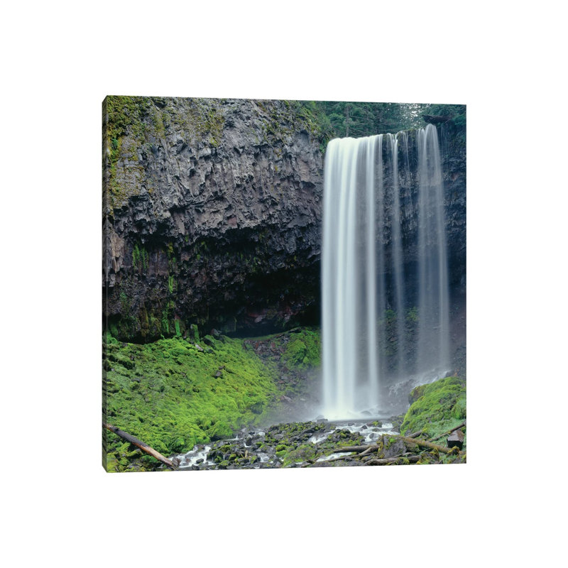 Oregon. Mount Hood Nf, Tamanawas Falls With Moss-Covered Rocks At Its Base Is Formed by John Barger - Wrapped Canvas Print