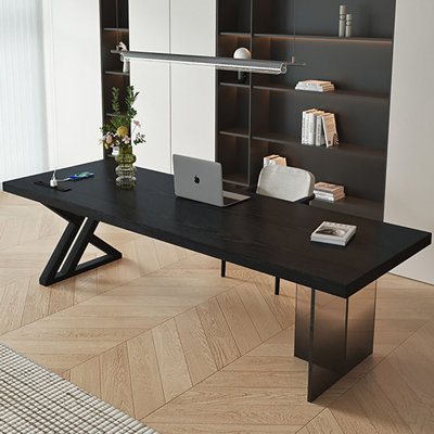 Bureau en bois massif noir: pieds en acrylique
