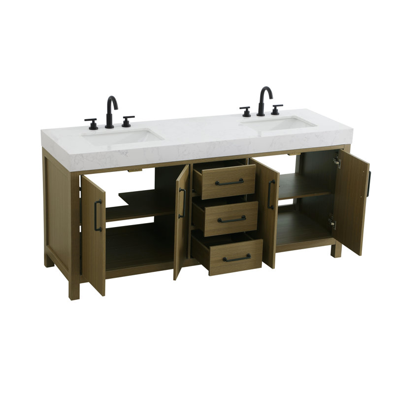 72 inch Double Bathroom Vanity_Traditional_VF60672, Chestnut Brown