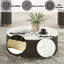Table basse ronde Clayten avec plateau en marbre d'ingénierie et finition espresso