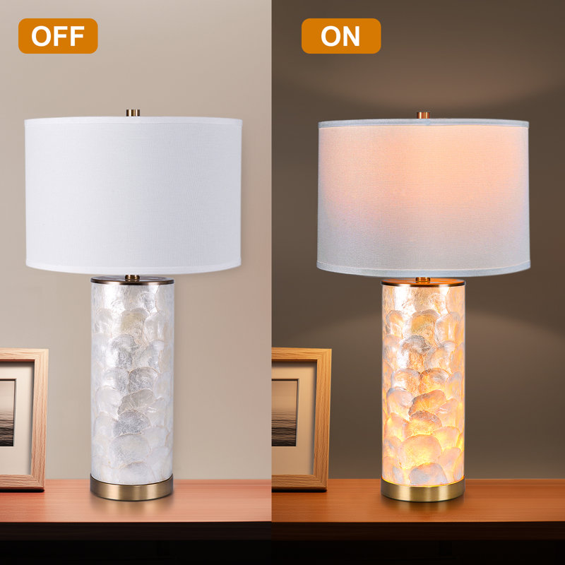 Lampe de table 27 po en nacre avec veilleuse, 4 directions
