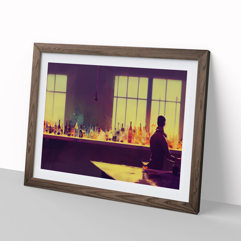 Cocktail Bar Vol.1 1 Piece Single Picture Frame Wall Art, 34cm H x 46cm W x 2cm D, Walnut
