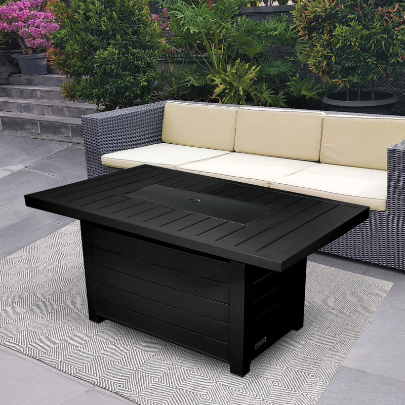Serenity 50" Black Aluminum Gas Fire Pit Table