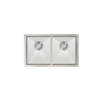 Ukinox 440mm W Double Bowl Stainless Steel Kitchen Sink