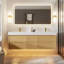 Meuble-lavabo double 60 po, comptoir en pierre reconstituée, lumière DEL, bois massif