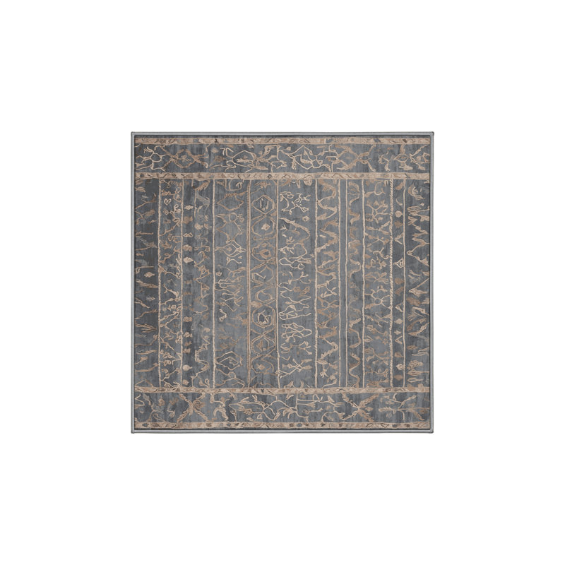 Tapis gris lavable à la machine, Carré 7 pi