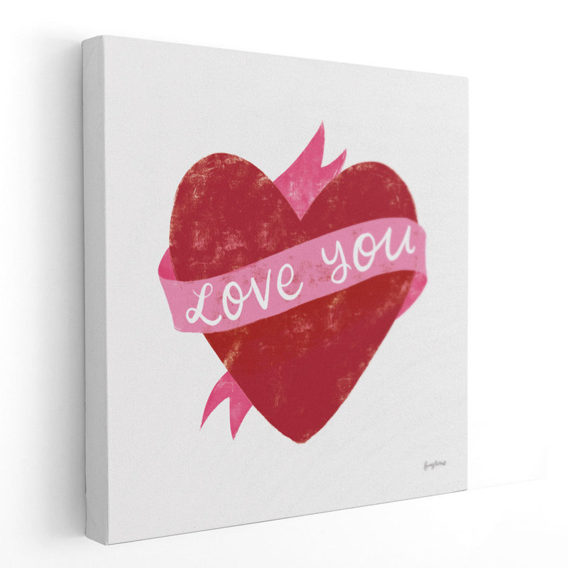 «Love Letters VIII Deep Red», reproduction d'art sur toile, H 16 po x l 16 po