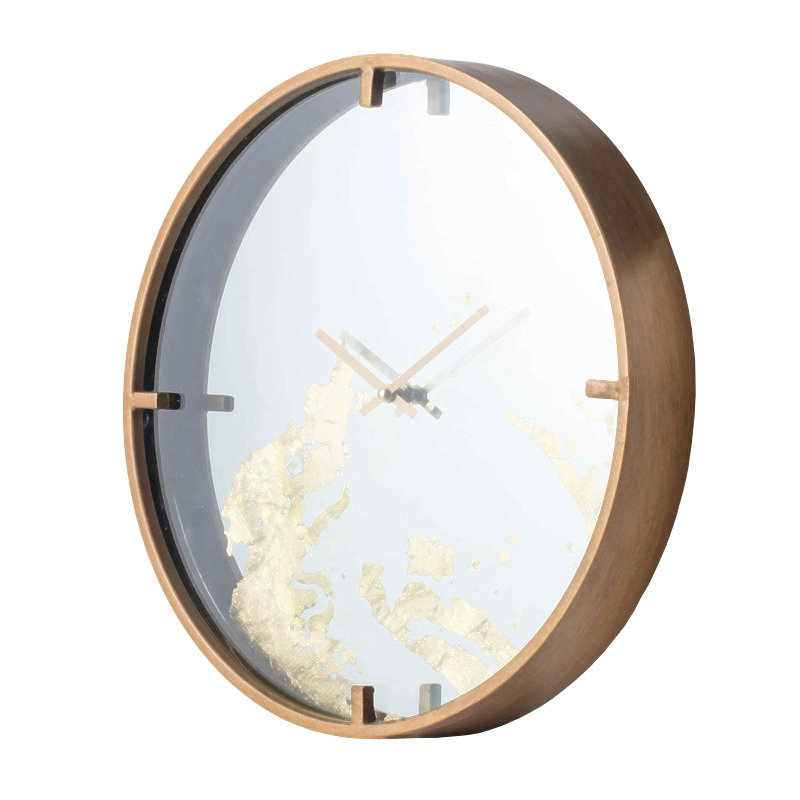 Minimalist Mirrored Clock, Gold