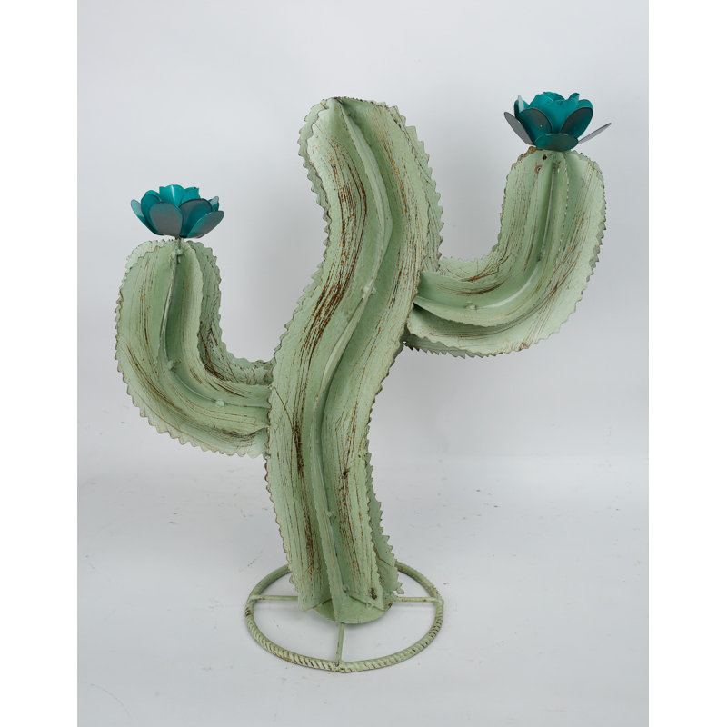 Beckner Curvy Iron Cactus Garden Art, H 24 po x l 21 po x P 8 po, Vert