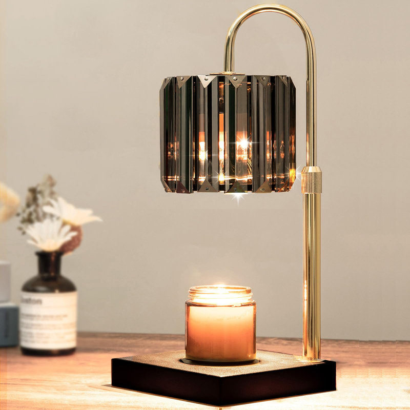 Candle Warmer Lamp With Timer, Dimmable Electric Candle Wamer Adjustable Height, Gifts For Women Mom, Glass Modern Candles Melter Lamp, Black