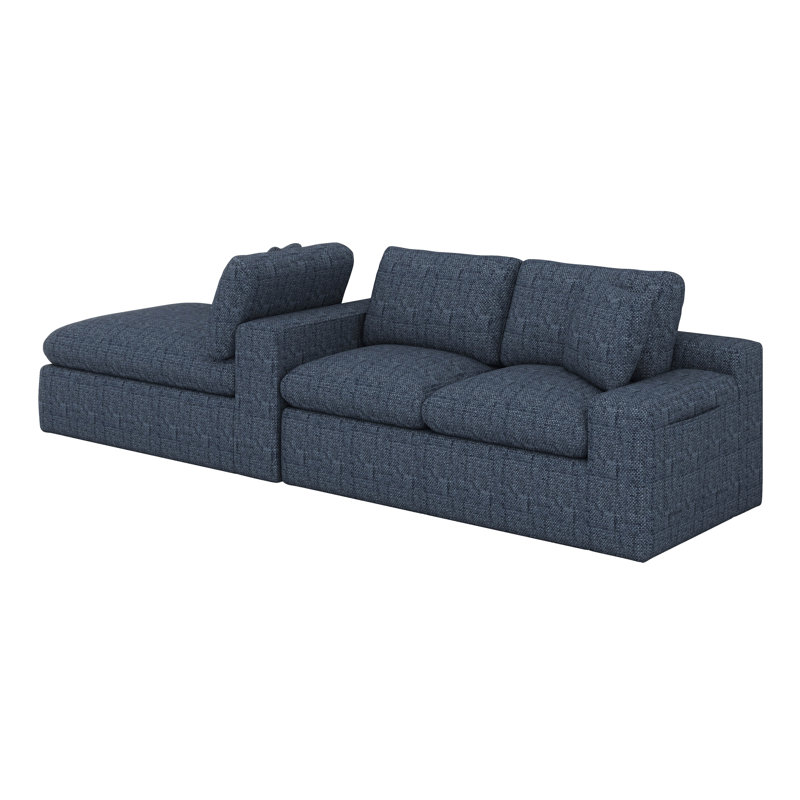 Canapé modulaire Cloud, canapé en chenille double couche avec assise profonde et poches latérales, Bleu