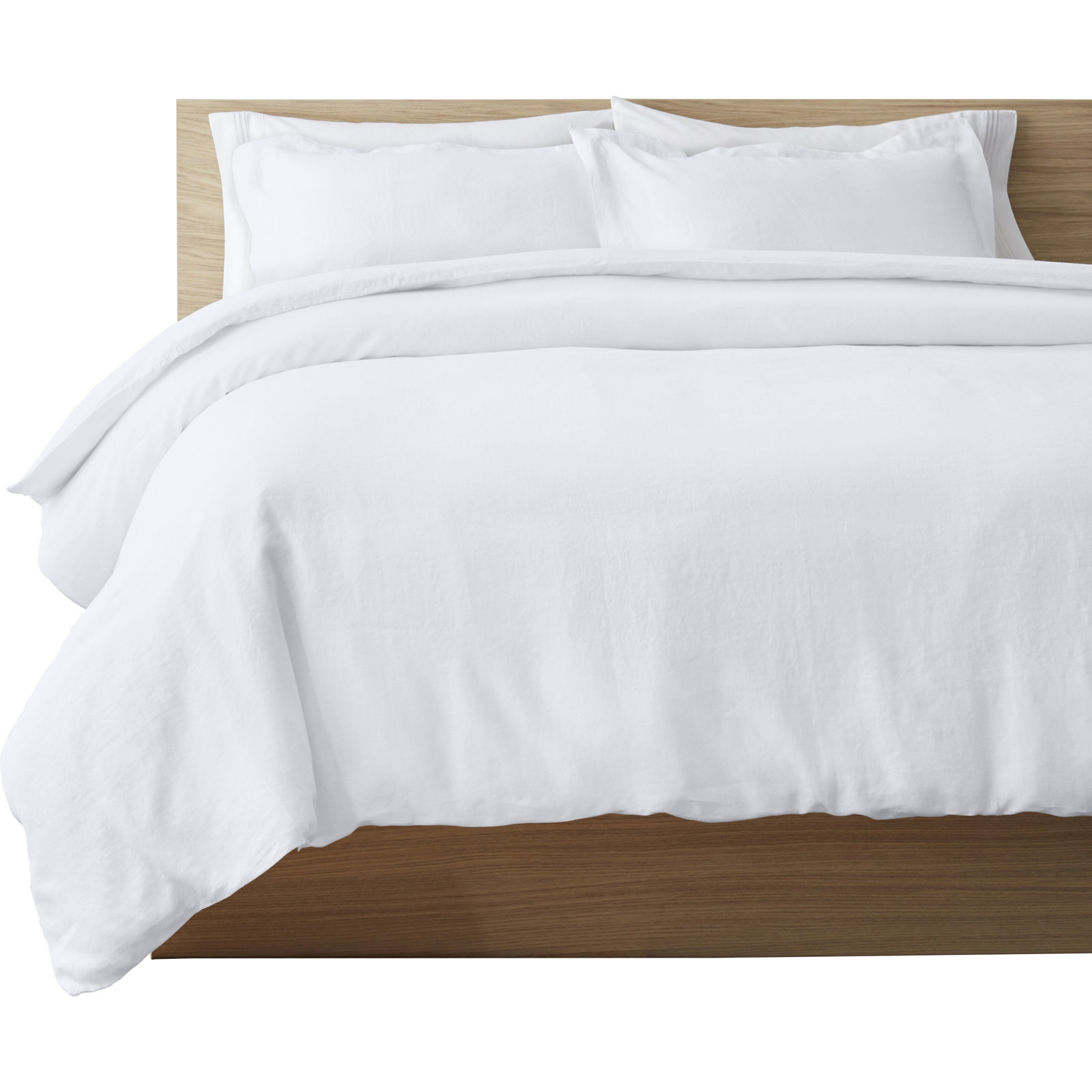 Frazier Linen Duvet Cover Set, Eggshell White, Full/Queen Duvet Cover + 2 Standard Shams